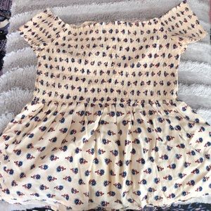 cropped cream peplum off the shoulder top